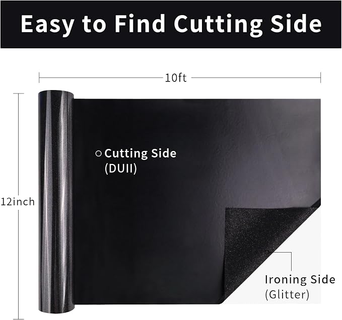 Black Glitter Heat Transfer Vinyl, Glitter Iron-On - Image 3