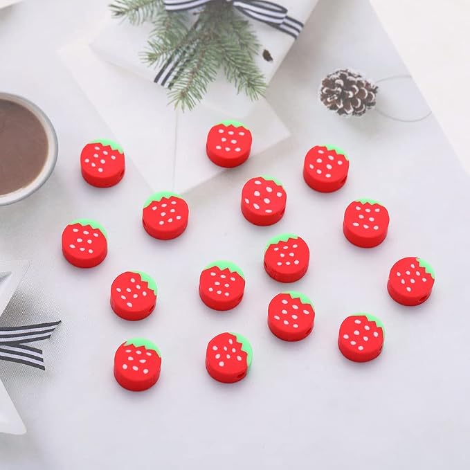 100pcs Strawberry Polymer Clay Spacer Beads - Image 5