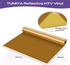 TUMIYA Heat Transfer Vinyl Reflective Gold HTV Roll, Reflective HTV Vinyl - Image 2