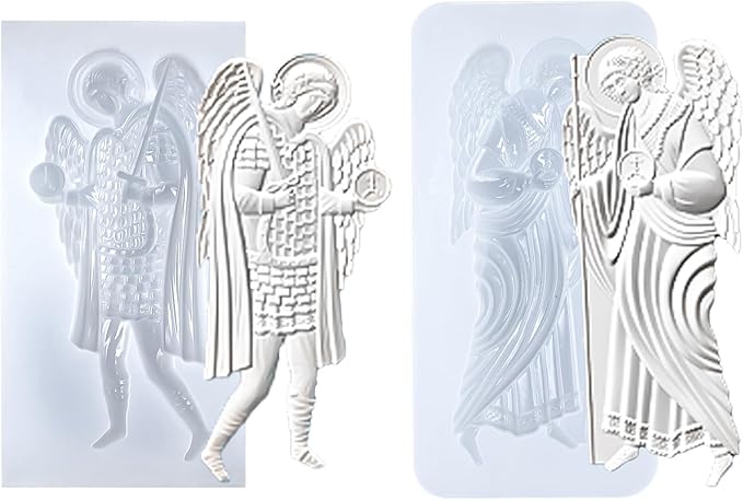 Art Molds for Polyclay Air Dry Clay Plaster, 2 Carved Archangel Symbols by FUNSHOWCASE