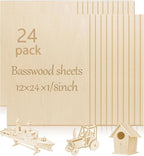 24 Pcs Basswood Sheets Plywood, School DIY Projects, CNC Cutting, and Wood by Vemkyrio