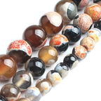 60pcs Round Loose Orange&Coffee Fire Agate Beads - Image 7