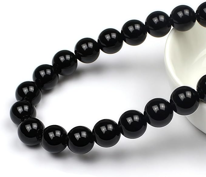MJDCB Natural Stone Bead Black Onyx Gemstone Loose Beads - Image 2