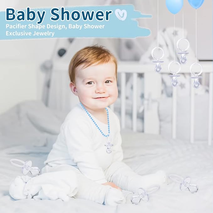 72 Pcs Baby Shower Pacifiers, 2.75’’ Plastic Pacifiers for Baby Shower Game, Baby Shower Decoration DIY, Gender Reveal Party Table Scatter/Baby Shower Party Favors, Clear Pacifiers for Baby Shower