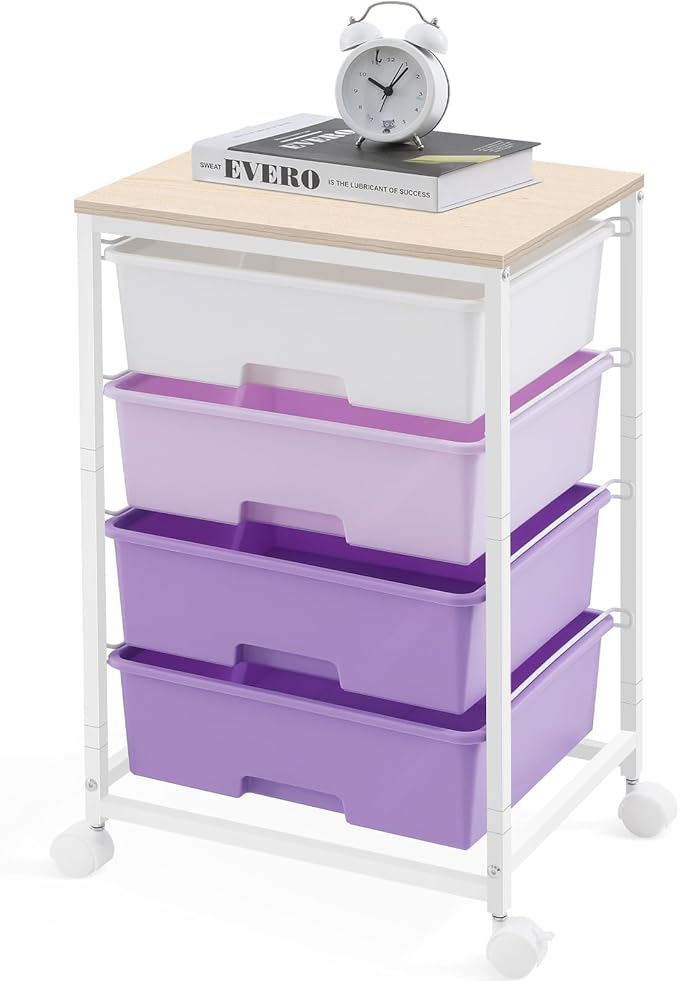 Utility Cart with 4 Drawers, Rolling Storage Cart with Drawers, Storage Rolling by SYKIARIOL