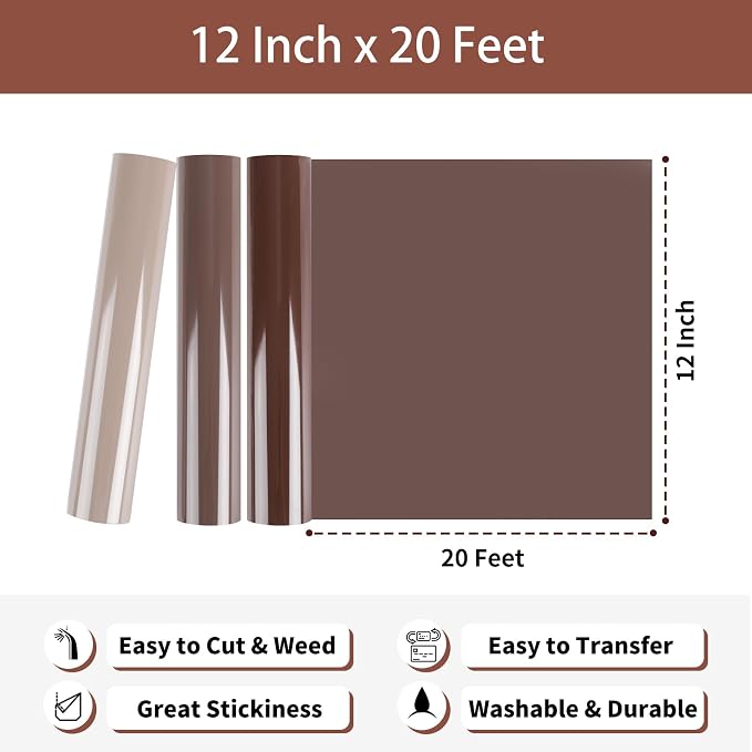 HTVRONT Heat Transfer Vinyl Khaki HTV Rolls, Khaki Heat Transfer Vinyl - Image 3