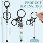 Tondiamo 12 Pcs Beadable Keychains Bars Bulk Blank Beaded Metal Keychain - Image 2