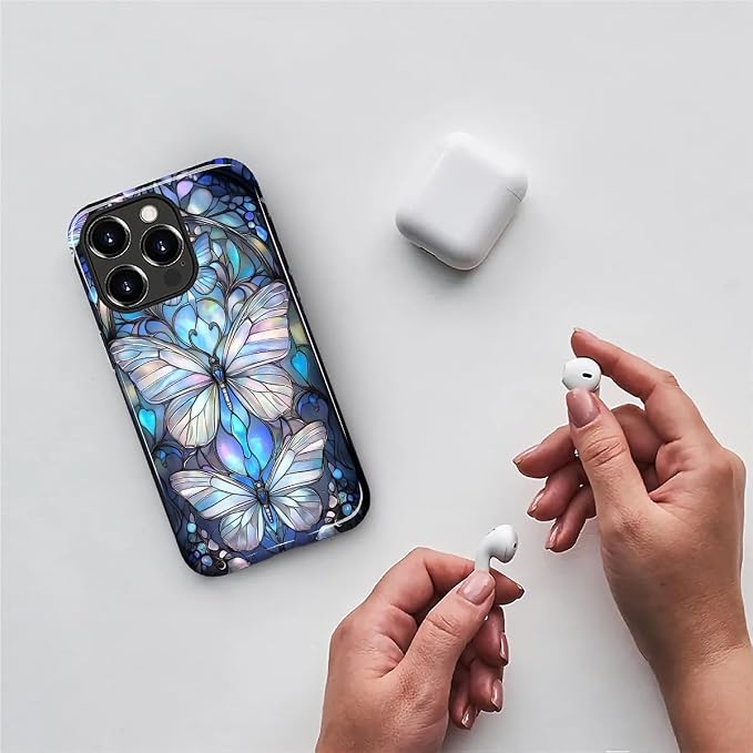 ZHEGAILIAN Case for iPhone 14 Pro Max, Stained Glass Butterfly Aesthetic - Image 3
