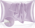 BEDELITE Satin Pillowcase with Zipper 2 Pack, Lavender Pillow Cases Standard by BEDELITE