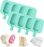 Ozera 2 Pack Silicone Popsicles Molds, Cake Pop Molds, 4 Cavities Oval by Ozera