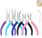 5 Pcs Jewelry Making Pliers Tools, Includes Needle, Bent & Zipper Pliers by MUZHUPGUZ