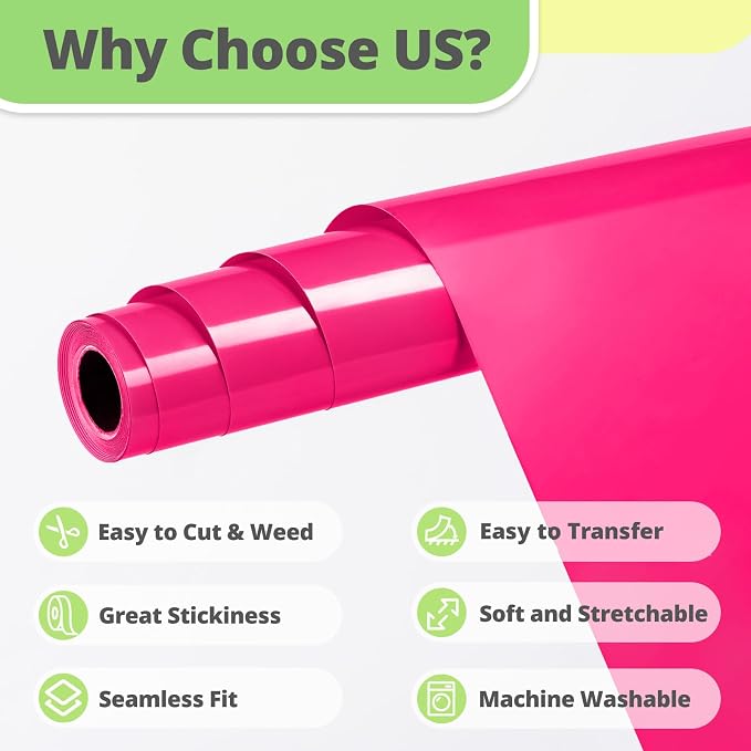 HTVRONT Neon Pink HTV Vinyl Roll - Image 3