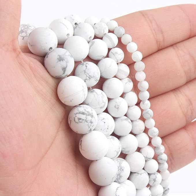 60pcs Natural Matte White Howlite Gemstone Beads，6mm Frosted Round Loose Stone - Image 7