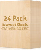 MIVIDE 16 Pack Basswood Sheets 1/8 inch, 16.5"x11.8"x1/8" Craft Plywood Sheets by MIVIDE