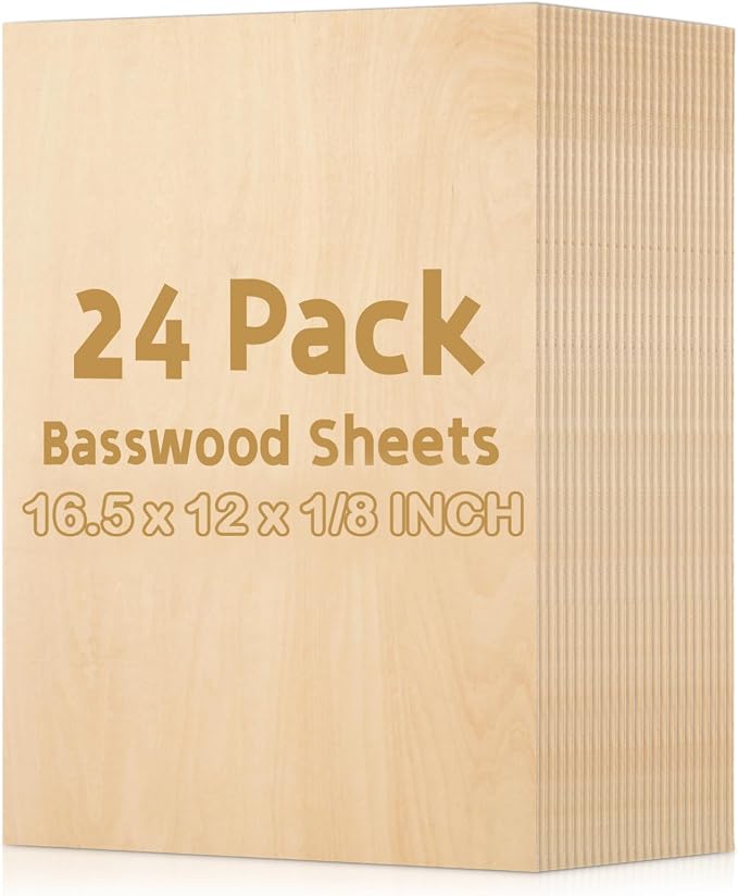 MIVIDE 16 Pack Basswood Sheets 1/8 inch, 16.5"x11.8"x1/8" Craft Plywood Sheets by MIVIDE