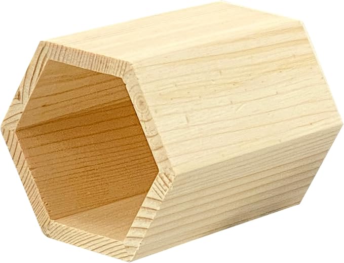 Cregugua 6 Pieces 4 Inch Wooden Pen Holder Hexagon shaped Unfinished Wood - Image 3