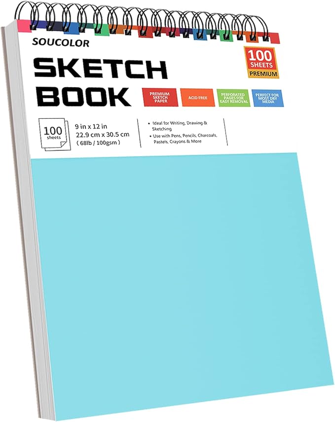 Soucolor 9x12 Sketch Book 2-Pack, 100 Sheets, Acid-Free Drawing Pads | Yop - Image 2