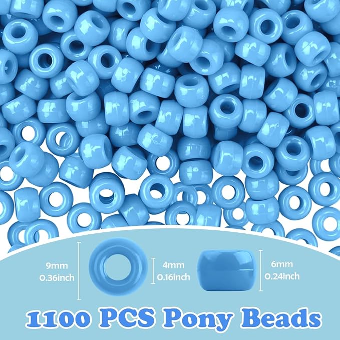 Qpixvb 1100PCS Blue Pony Beads, Bead - Image 2
