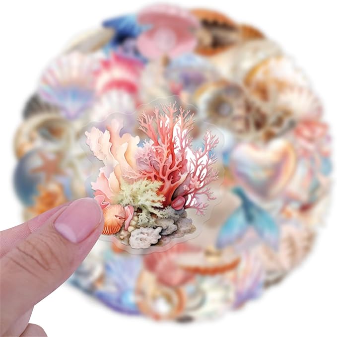 Seashell Stickers, Waterproof Glittering Aesthetic Stickers - Image 2
