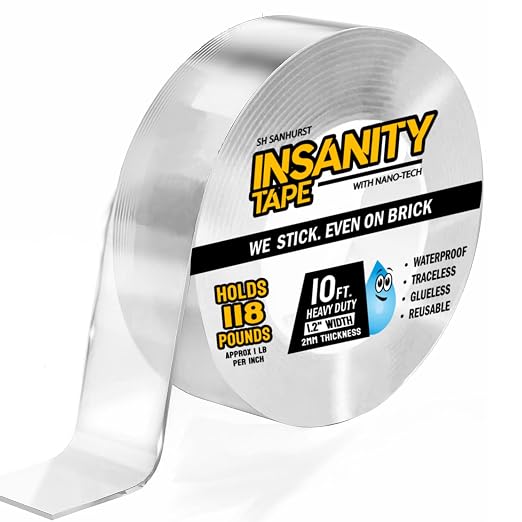 Insanity Double Sided Tape Heavy Duty, Removable Nano Mounting Tape Safe by INSANITYTAPE