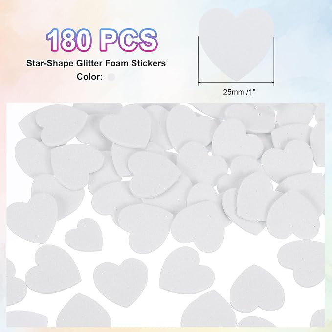 MECCANIXITY 180Pcs Glitter Foam Stickers 1 Inch Self-Adhesive Sparkly - Image 2