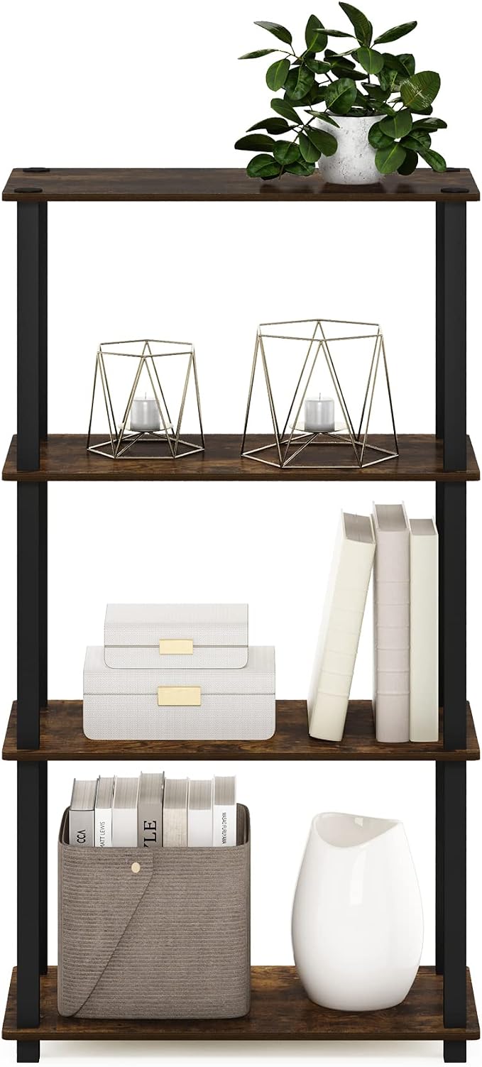 Furinno TURN-S-TUBE Storage Shelves, 4-Tier Book Shelf, Corner Shelf, Toolless - Image 6