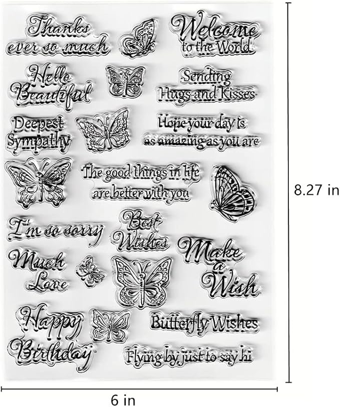 Butterflies Clear Stamps Silicone Stamp Cards - Image 2