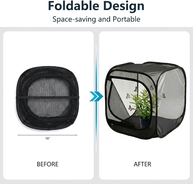 Insect & Butterfly Habitat Cage, Portable Pop-Up Terrarium - Image 5