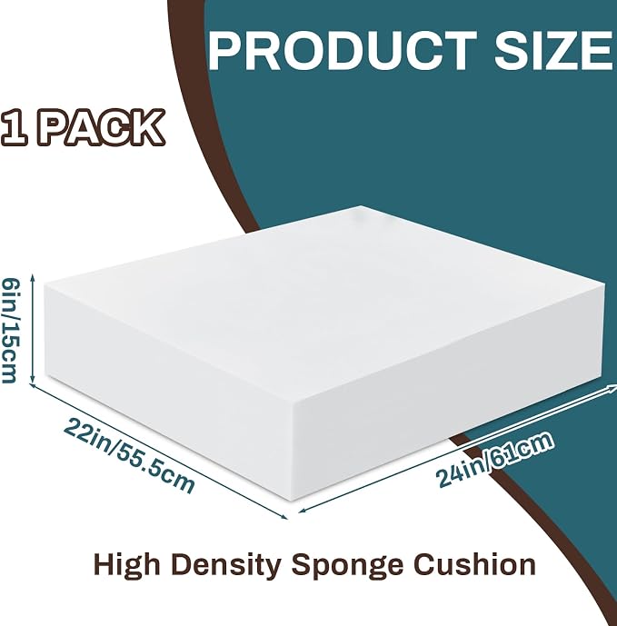Frienda 1 Pack 6" x 22" x 24" Upholstery High Density Craft Foam Sheets - Image 2