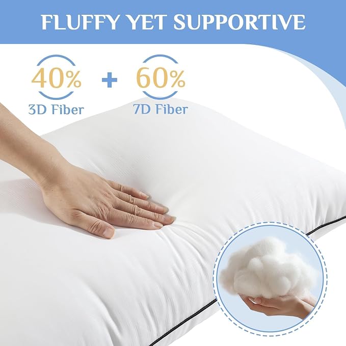 JOLLYVOGUE Pillows Queen Size Set of 2, Hotel Collection Bed Pillows - Image 3