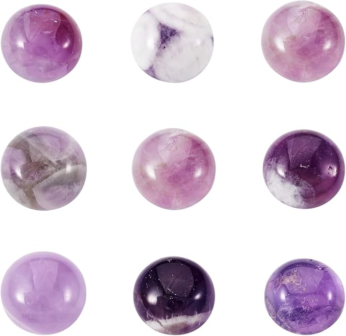 FASHEWELRY 50Pcs Natural Amethyst Cabochons Flat Back Gemstone Cabochons Half by FASHEWELRY