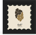6x6 Picture Frame with Wavy Mat, Wooden Real Glass 6 x 6 Photo Frame by THKRLOF