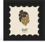 6x6 Picture Frame with Wavy Mat, Wooden Real Glass 6 x 6 Photo Frame by THKRLOF