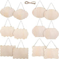 12Pcs Small Unfinished Wood Boards, 6 Shapes of Blank Wood Signs Wood Plaques by YRONTY