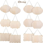12Pcs Small Unfinished Wood Boards, 6 Shapes of Blank Wood Signs Wood Plaques by YRONTY