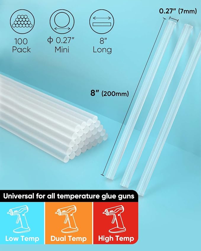 SHALL Mini Hot Glue Sticks, 0.27” Dia x 8” Long - Image 3