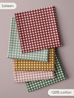 Gingham Cotton Fabric Bundle, 5 Coordinating Checkered Fabric Panels, 23.6 x - Image 4