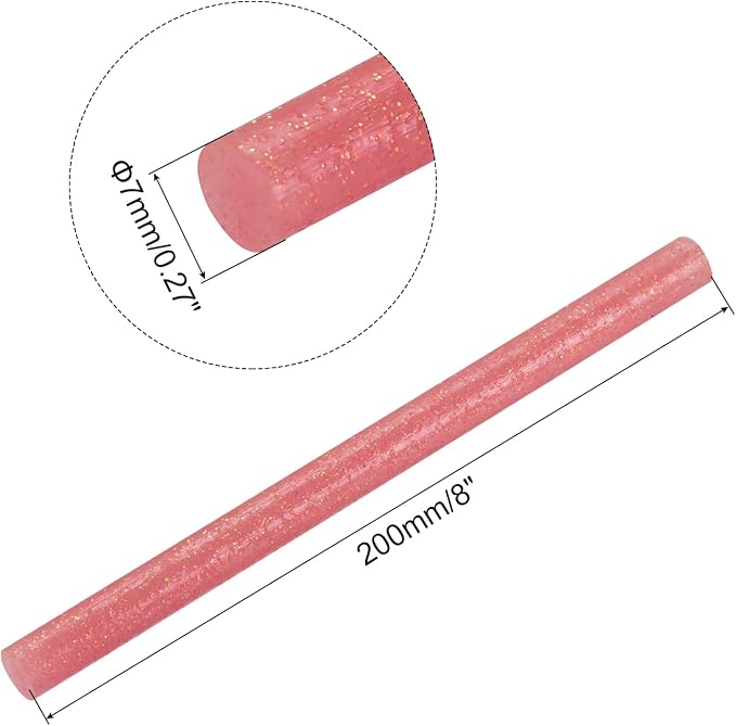 uxcell Mini Hot Glue Sticks for Glue Gun 7mm x 200mm Glitter Light Red 12pcs - Image 2