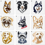 9Pcs Dog Head Stencils for Painting, 7.9"x 7.9" Reusable Bulldog Husky Labrador by Doodlream