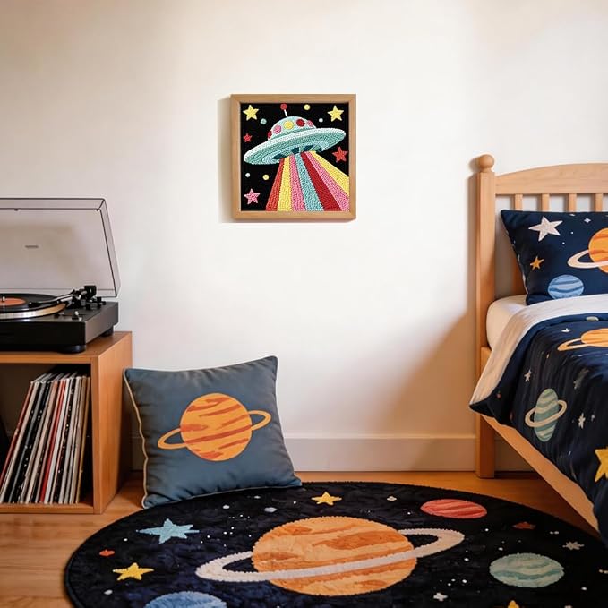 Doodlream Space UFO Needle Kit for Beginner, 9.4"x 9.4" Rainbow Beam Punch - Image 6