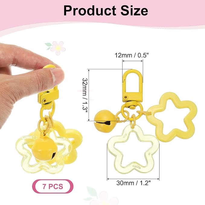 PATIKIL Star Keychain, Candy Color Acrylic Pentagram Keychain Stars Charms Bell - Image 2