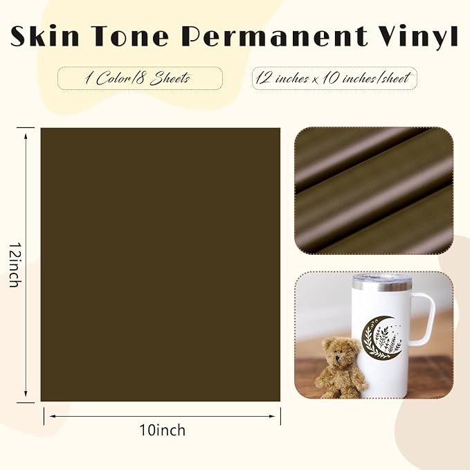 Tintnut Skin Tone Permanent Vinyl 8 Pcs 12x10in Espresso Shot Solid Color | - Image 2