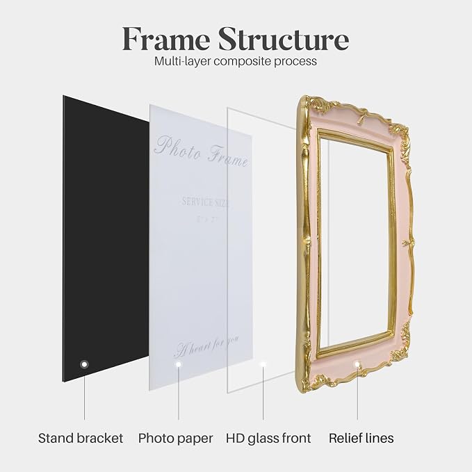 5x7 Pink Picture Frame, Vintage Pink and Gold 5 by 7 Antique Photo Frames - Image 6