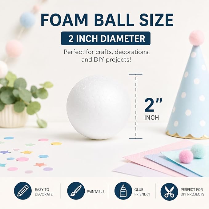 Evershine 30 Pack 2 Inch Craft Foam Ball - Image 2