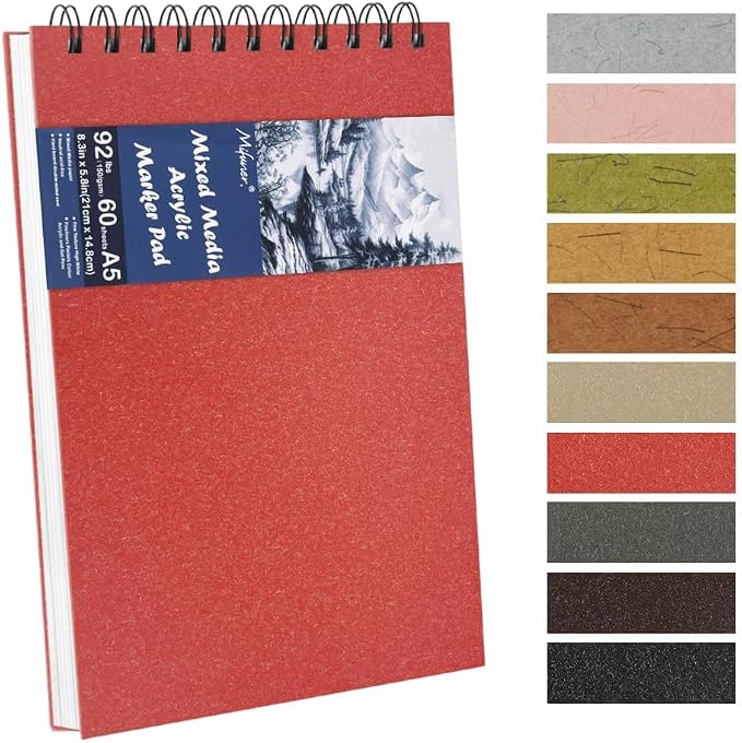 8.3x5.8 Sketch Book, Top Spiral Bound Sketch Pad, 60sheets 92lb/150gsm Bright by E-WEICHEN