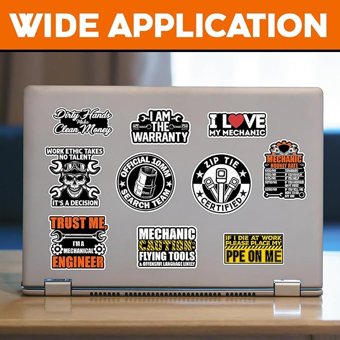 MAIANEY Mechanic Sticker Pack for Toolbox Garage Laptop – Funny Mechanic Decals - Image 2