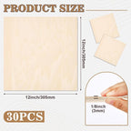 30 Pack Basswood Sheets for Crafts, Wood Burning, Architectural Models - Image 2