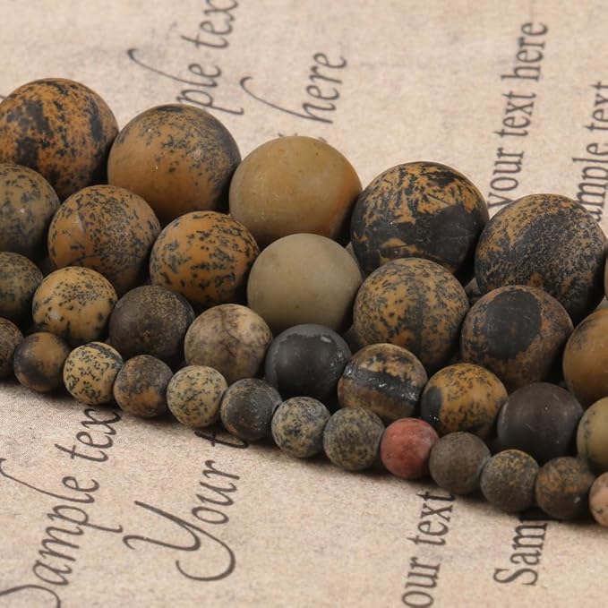 45pcs Natural Matte Yellow Serpentine Gemstone Beads，8mm Frosted Round Loose - Image 5