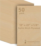 3 mm Baltic Birch Plywood 1/8 x 12 x 20 Inch, Box of 50 B/BB Grade Craft Wood by Woodpeckers