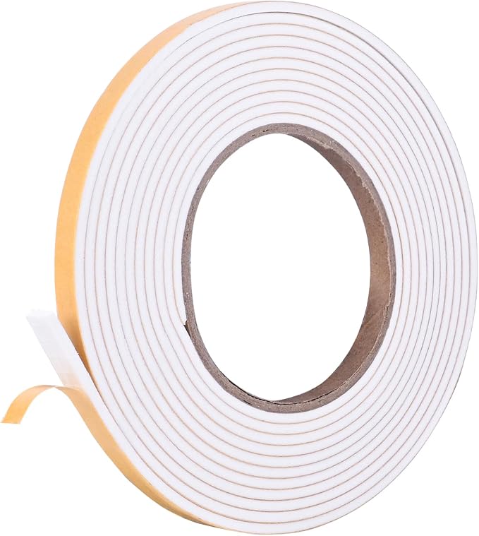 Kikerike Self Adhesive Foam Tape Weatherstrip 1/4in x 1/8in x 13Ft High Density by Kikerike